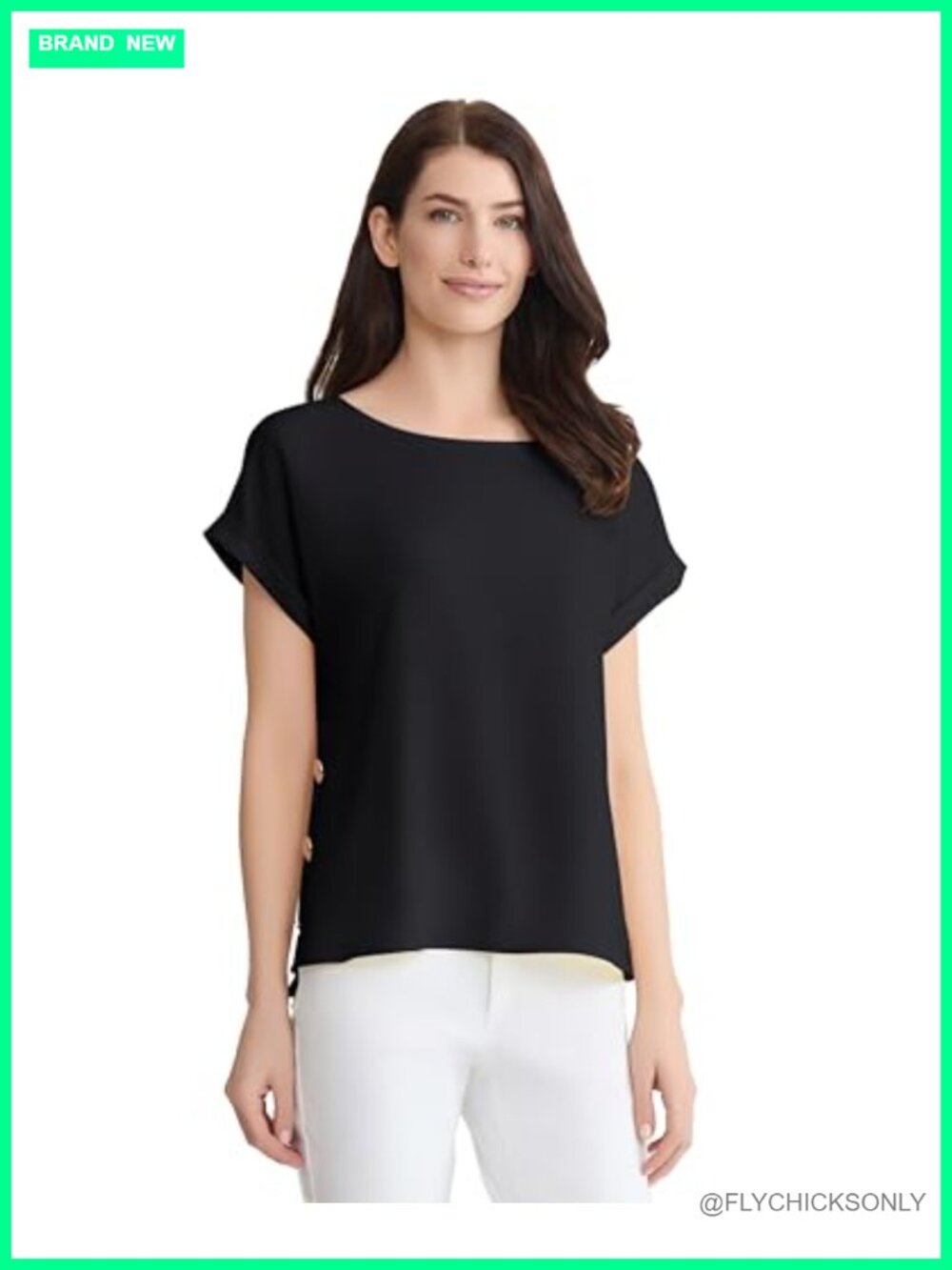 Ruffle Sleeve Blouse with Side Button Detail for Women